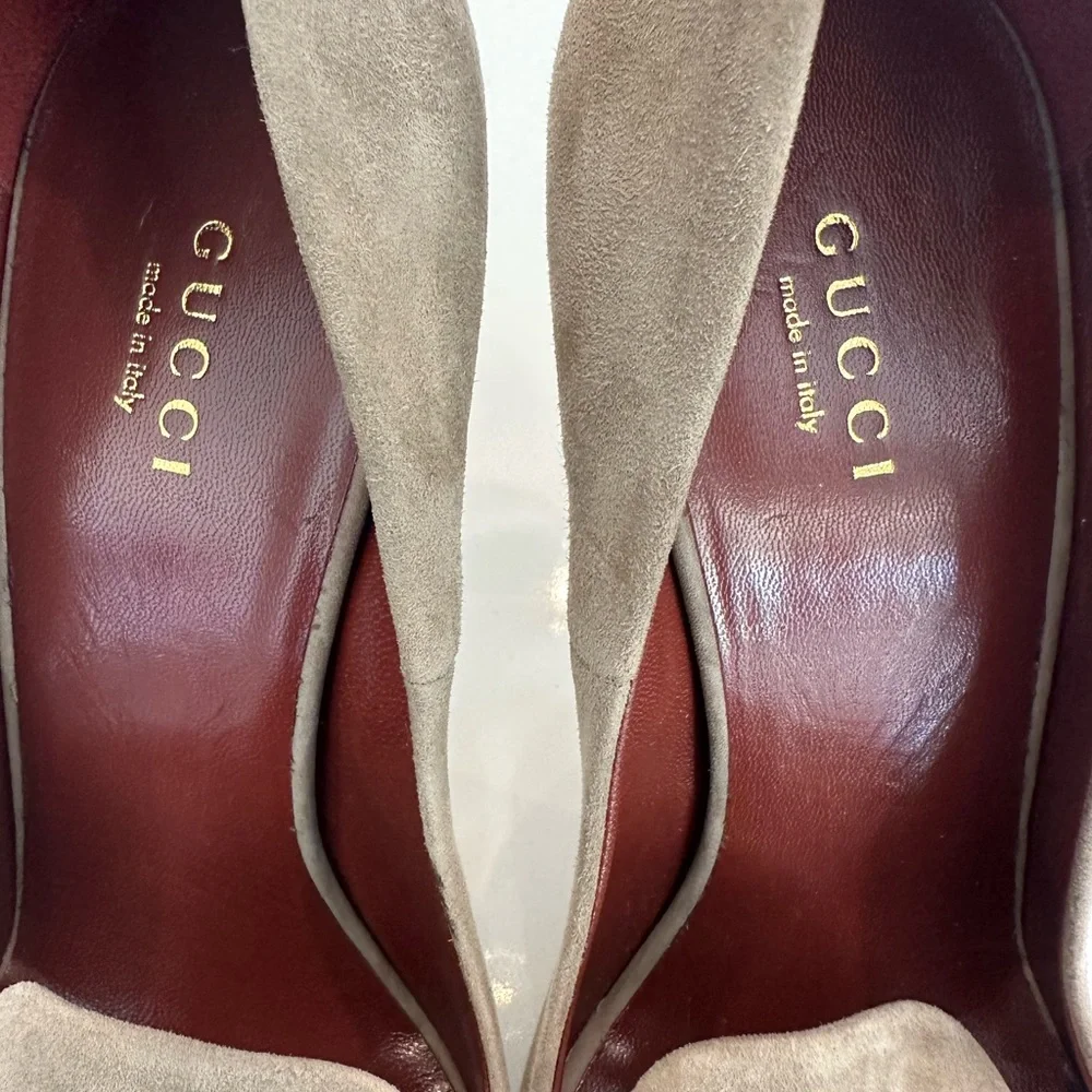 Gucci Women's Beige Suede Tassel Mocassin Pumps 37.5 - Picture 8 of 10